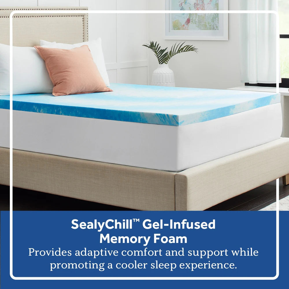 Sealy Chill Gel Memory Foam Mattress Topper w/ Cover (2 & 3-inch Height Options) Mattress Brands