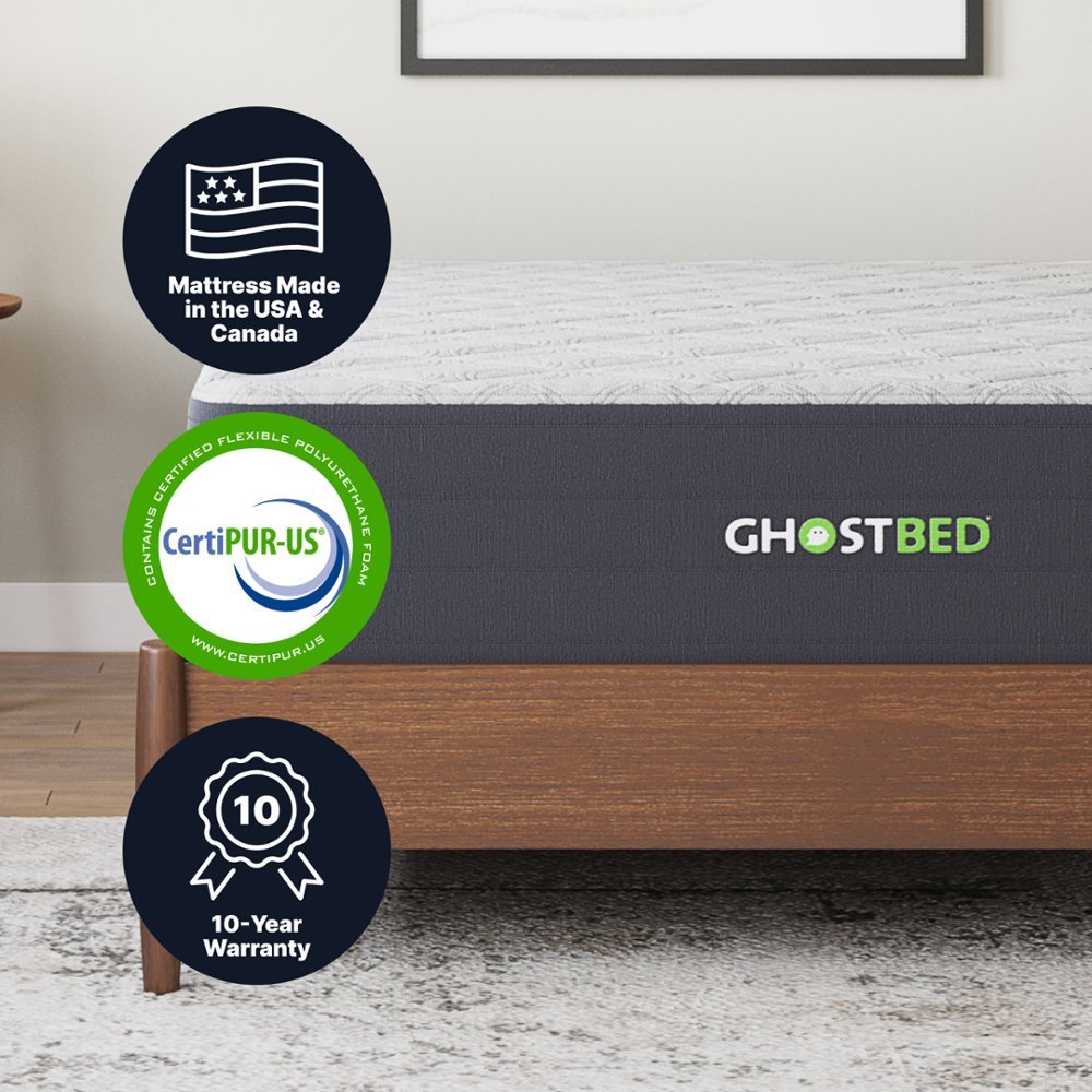 GhostBed 12” Pocketed Innerspring & Cooling Gel Memory Foam Mattress GhostBed